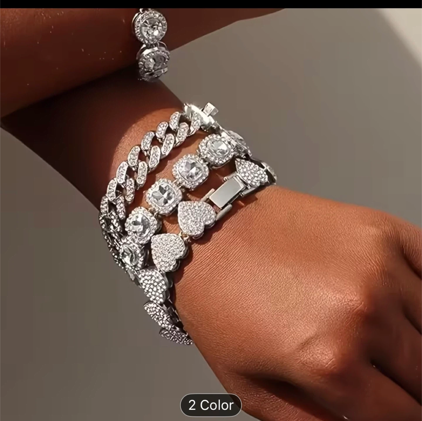 Silver Bracelets with Rhinestones