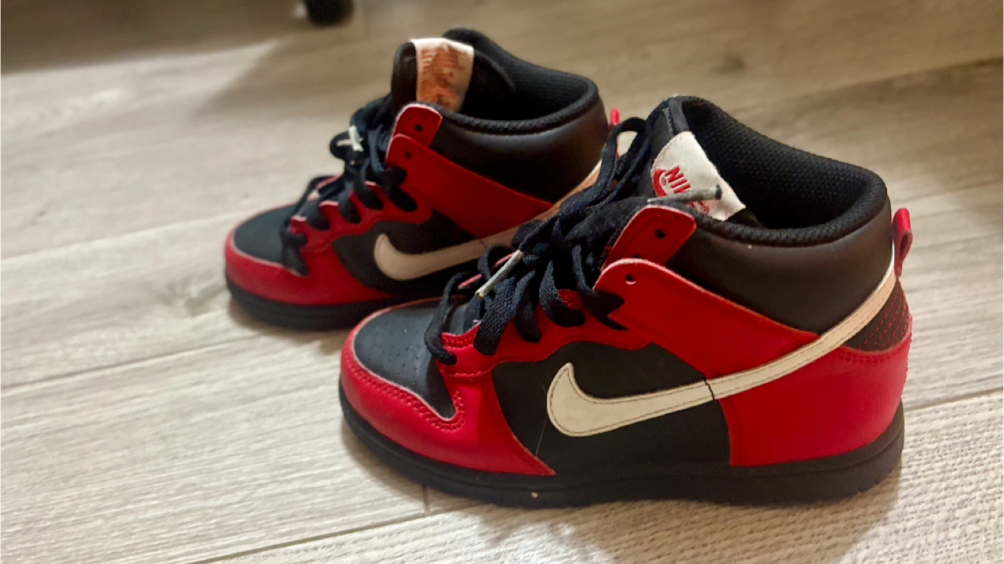 Kids 13C Nike Dunk High Sneakers - Red/Black