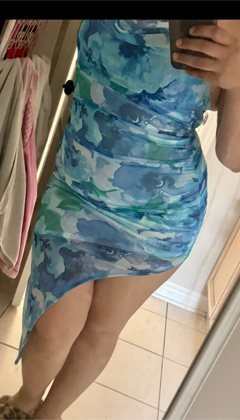 Fashion Nova Liv Floral Mesh Maxi Dress - Size L