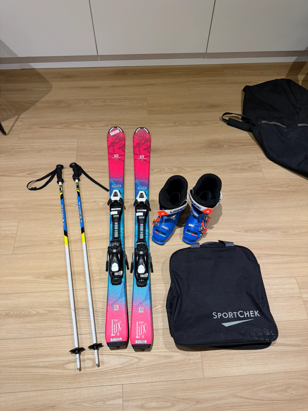 Salomon Lux Jr 120 Skis, Boots, Poles & Bag