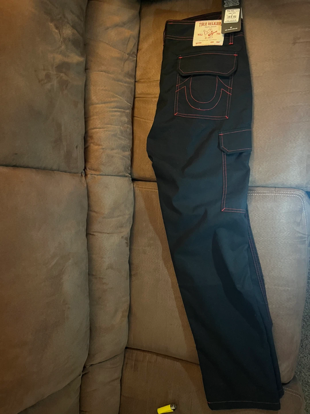 True Religion Cargo Pants - Black & Red - Size 32 - NEW - photo 4