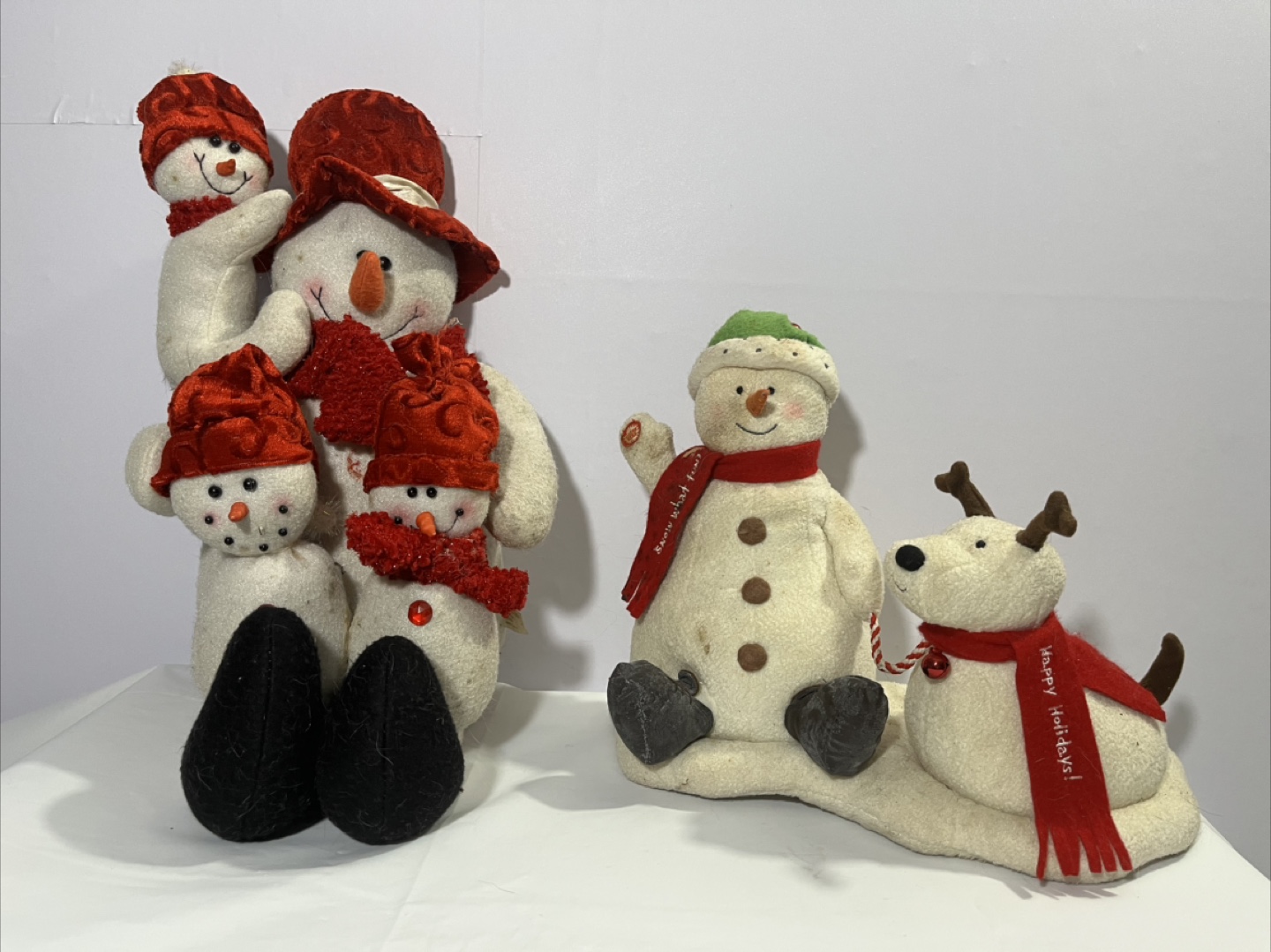 Christmas Snowman & Reindeer Plush Decorations