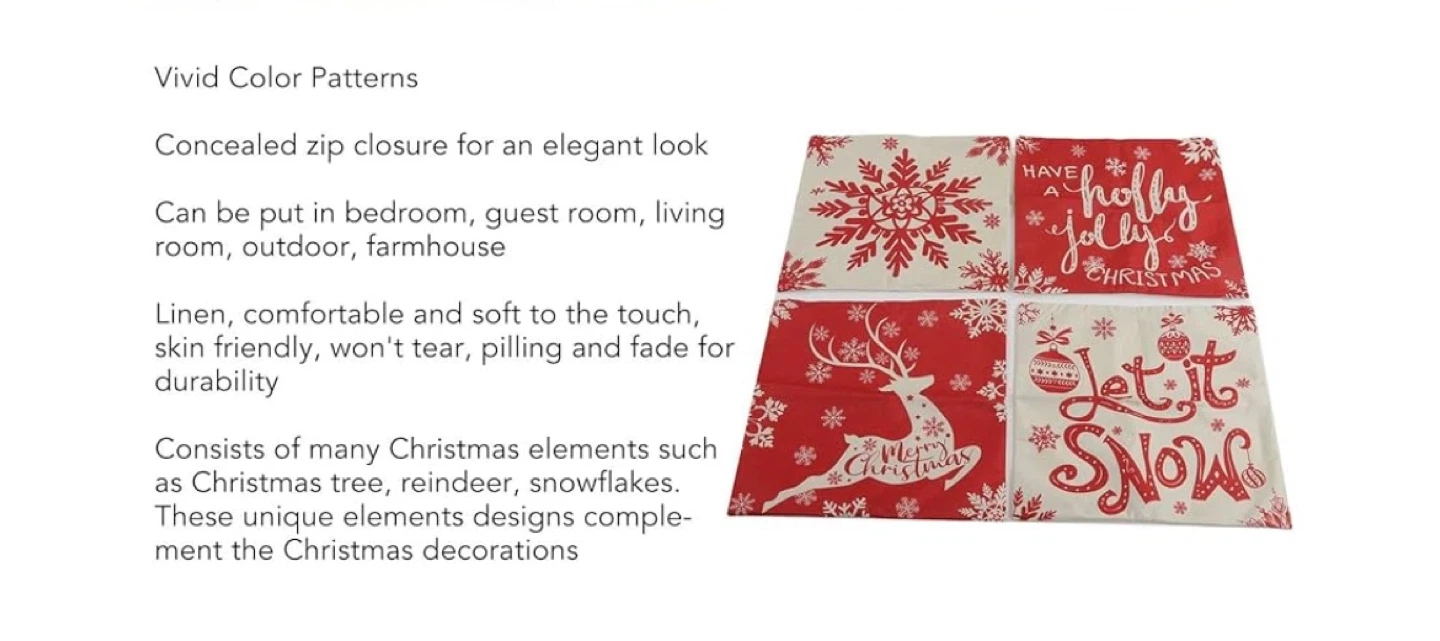 CHRISTMAS THROW PILLOW COVERS (Set of 4) - photo 5