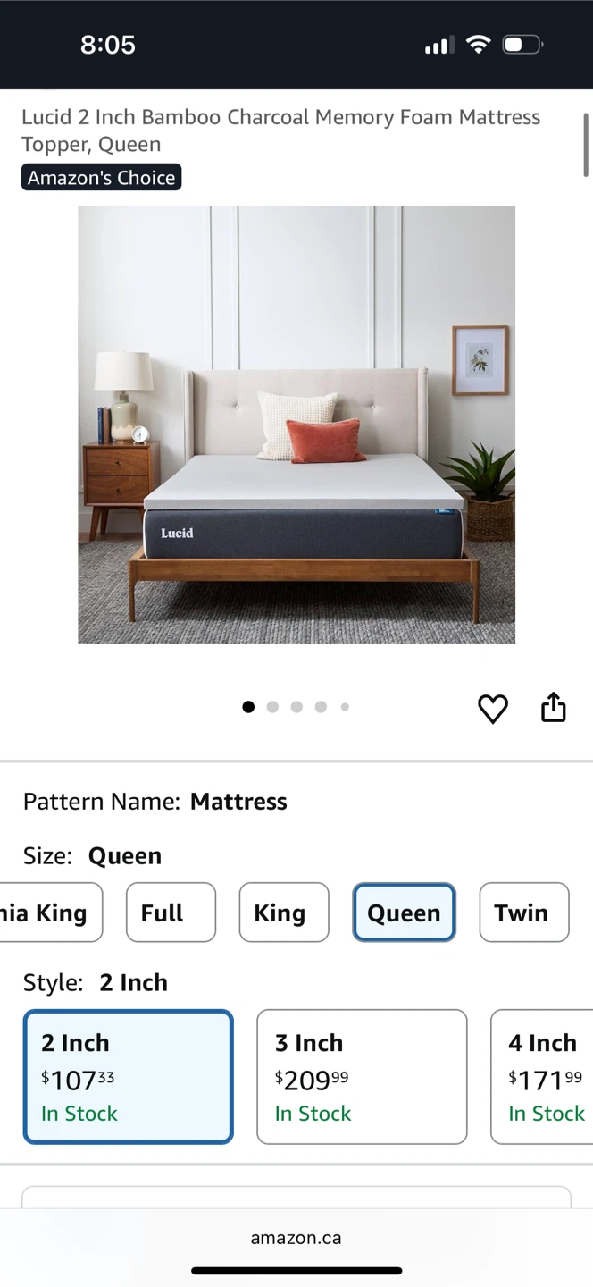 Lucid 2 Inch Queen Mattress Topper