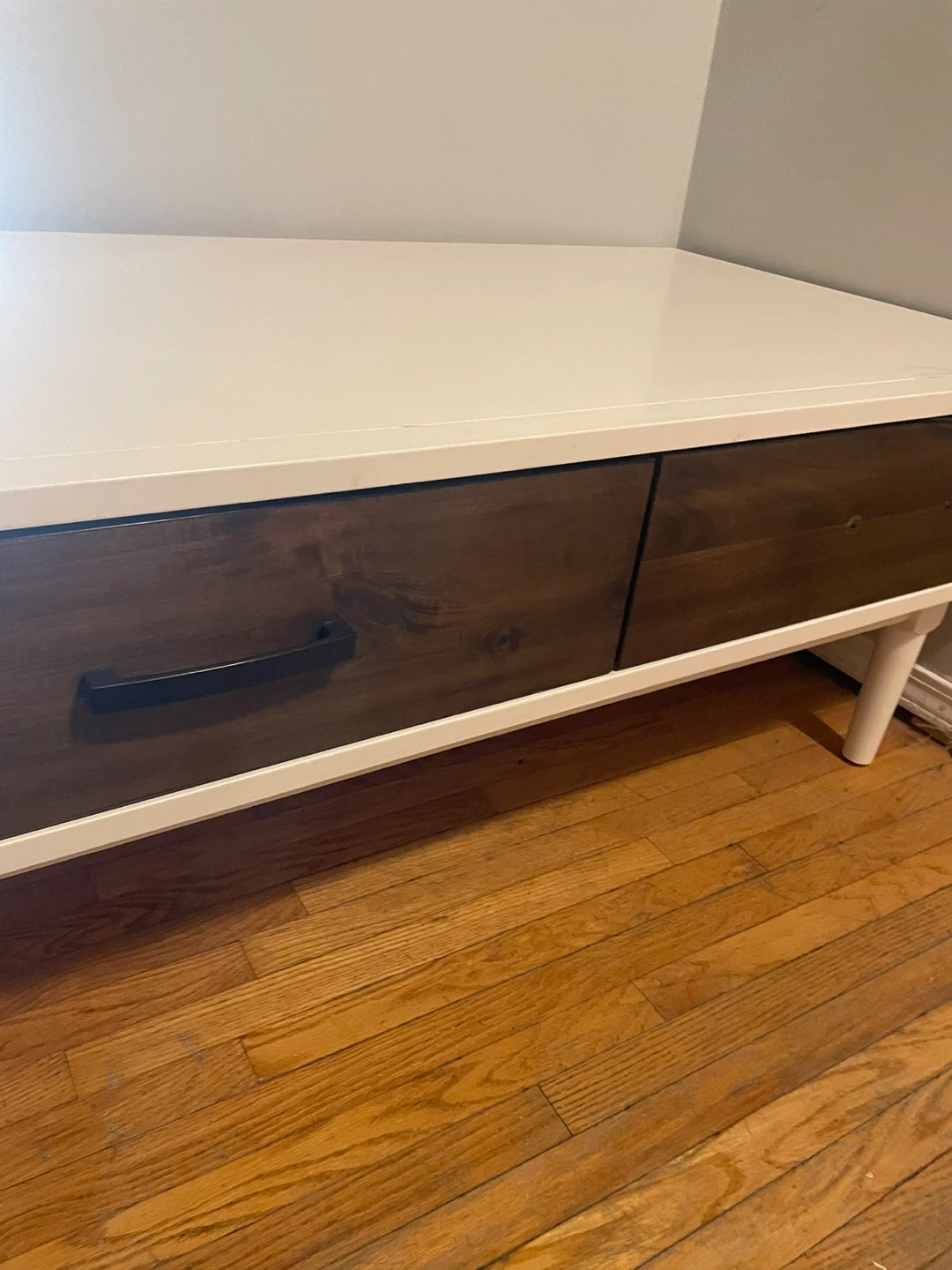 White & Wood Coffee Table with Drawers - photo 3