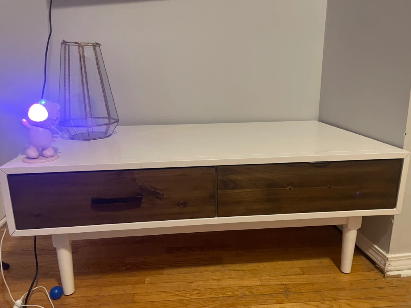 White & Wood Coffee Table with Drawers - photo 5