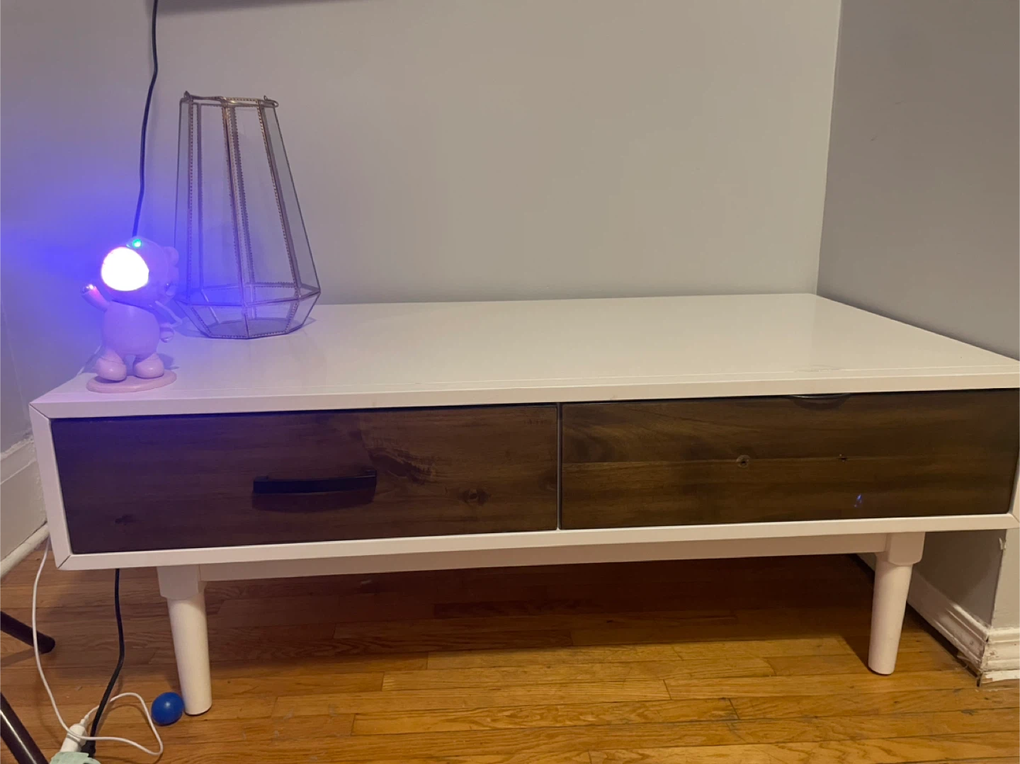 White & Wood Coffee Table with Drawers - photo 2
