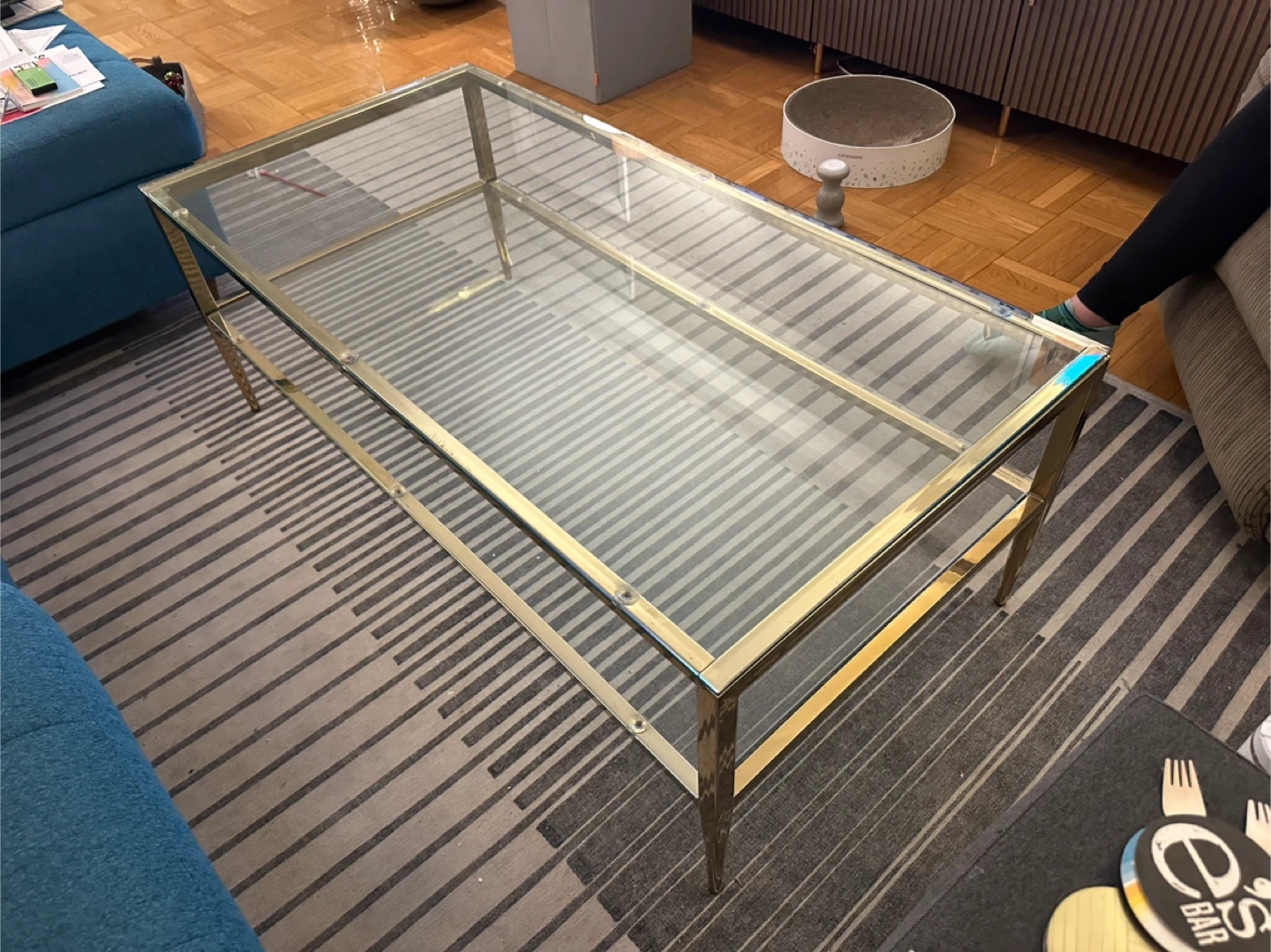 Glass & Gold Coffee Table - photo 2
