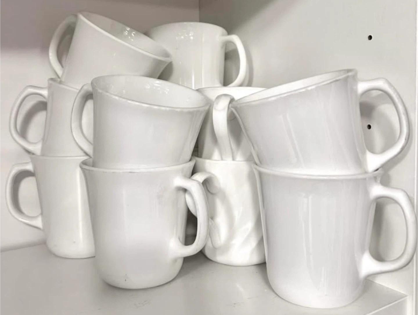 White Corning-ware mugs  - 12