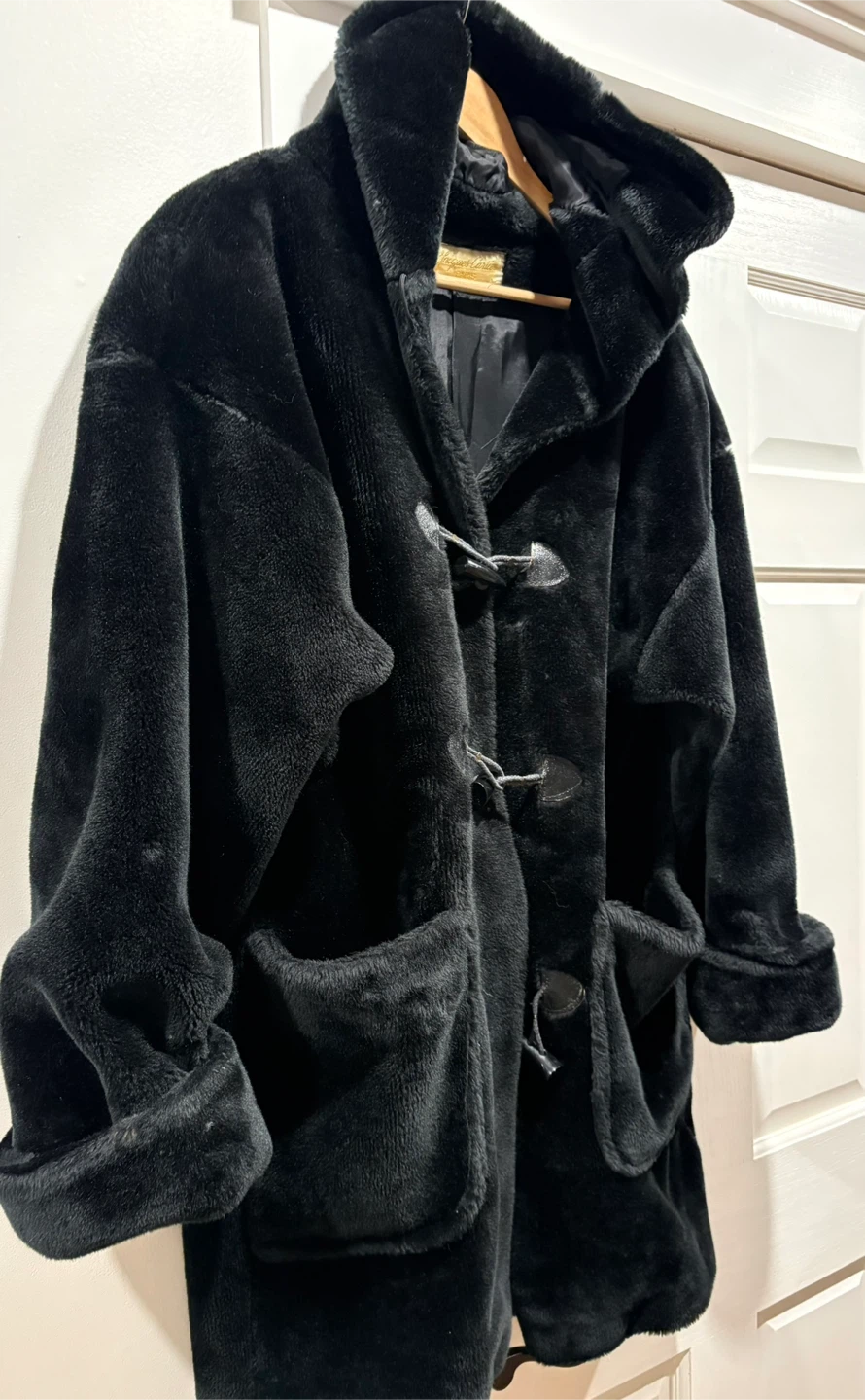 Black Faux Fur Toggle Coat - photo 3