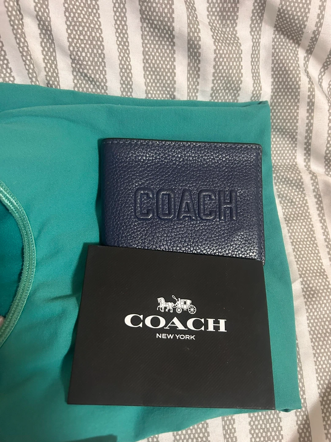New Coach Navy Leather Slim Bifold Wallet - photo 2