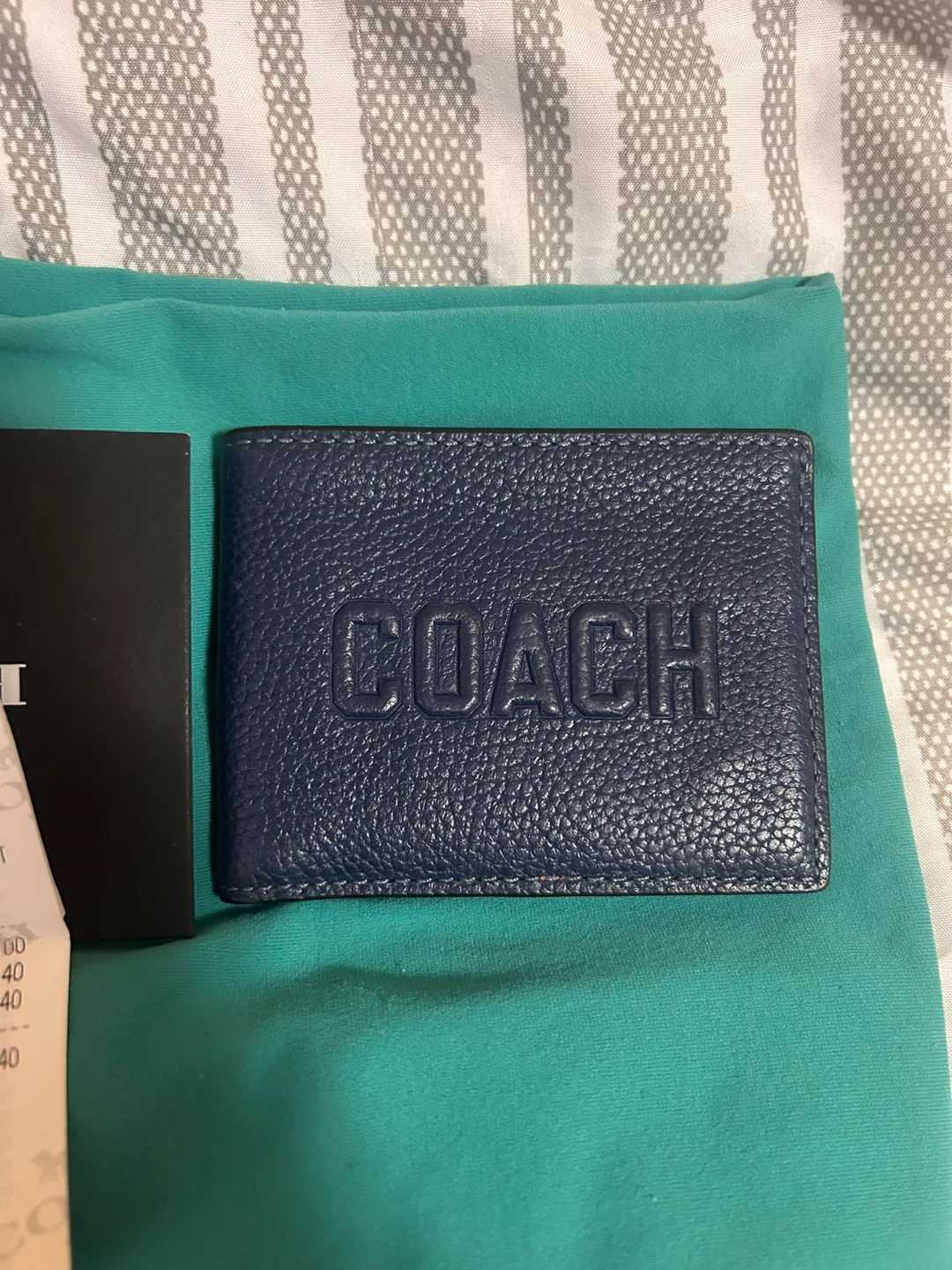 New Coach Navy Leather Slim Bifold Wallet