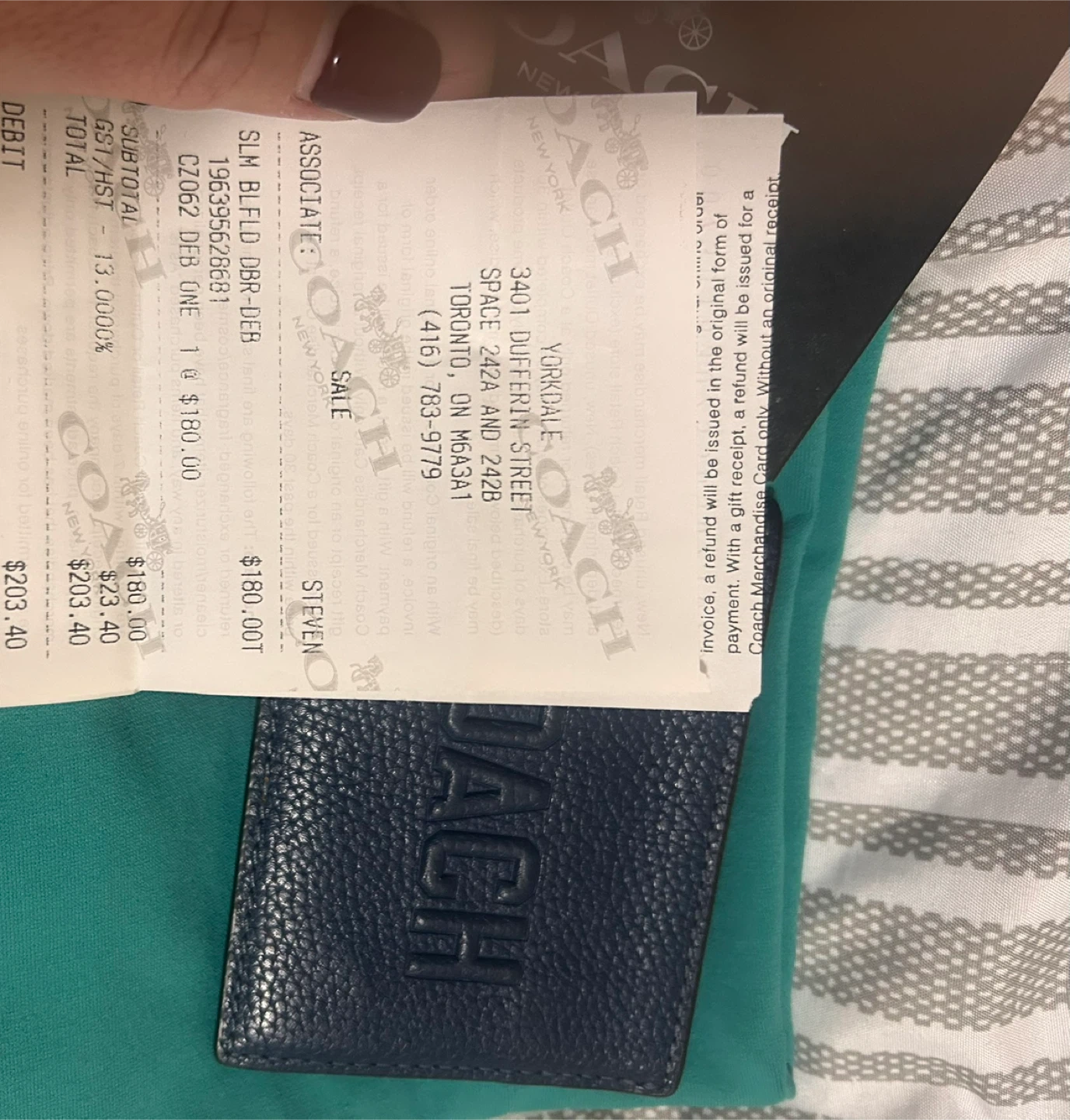 New Coach Navy Leather Slim Bifold Wallet - photo 5