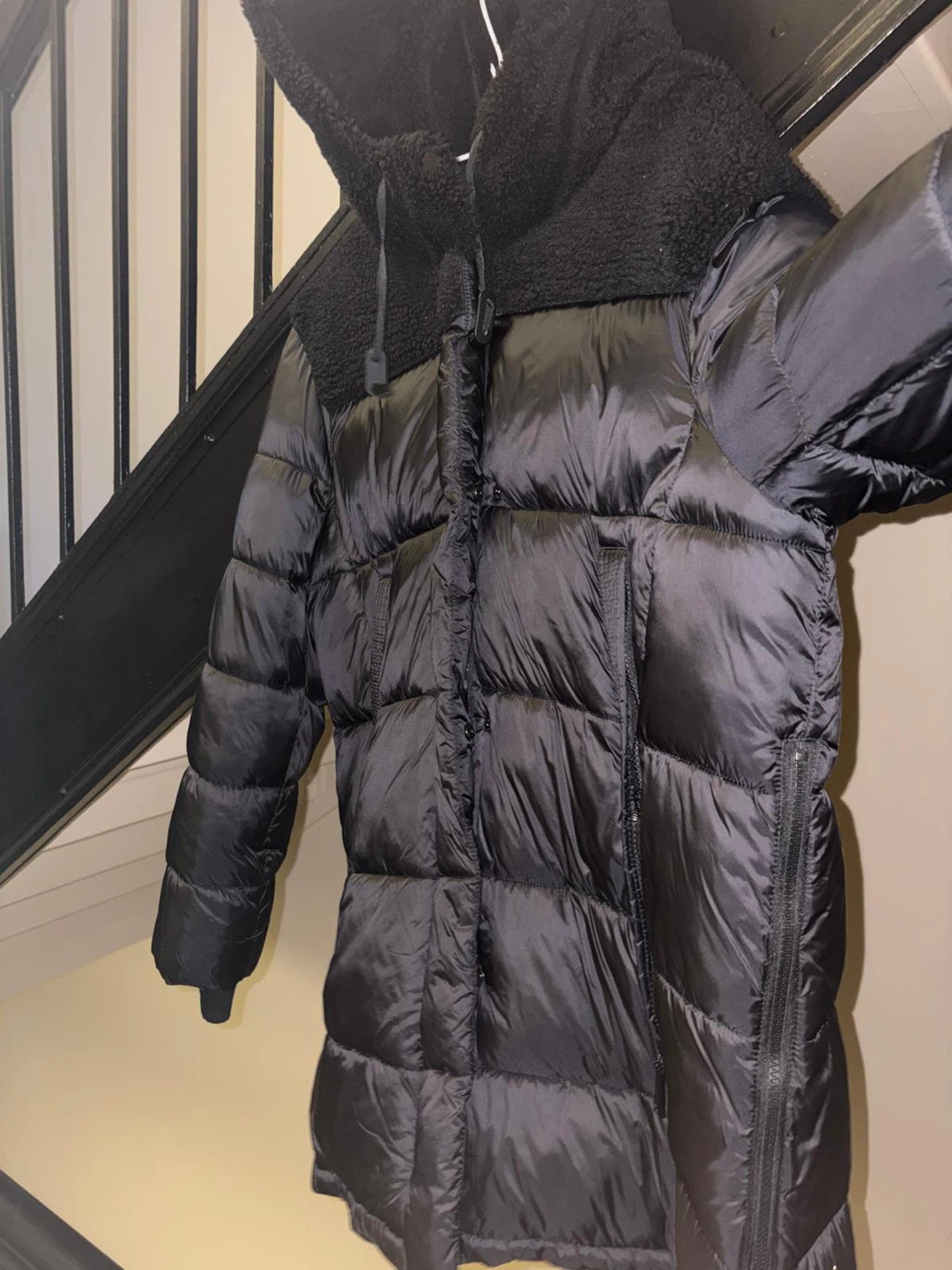 Black Puffer Jacket with Hood - photo 2