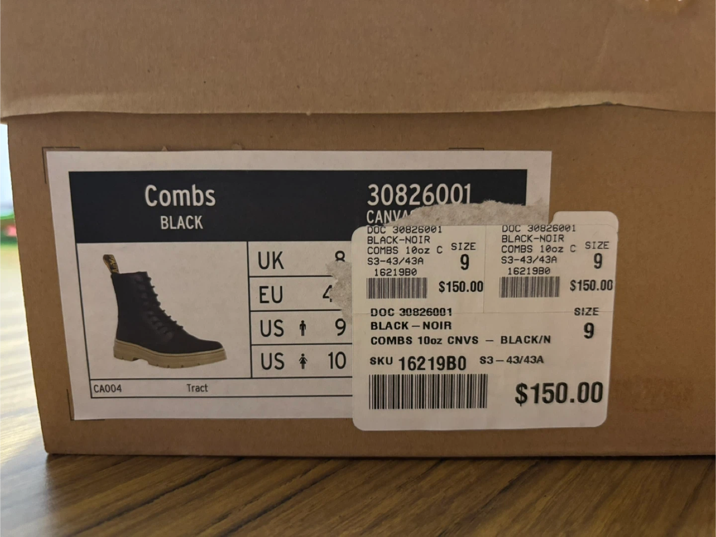 Dr. Martens Combs Black Canvas Boots - US 9
