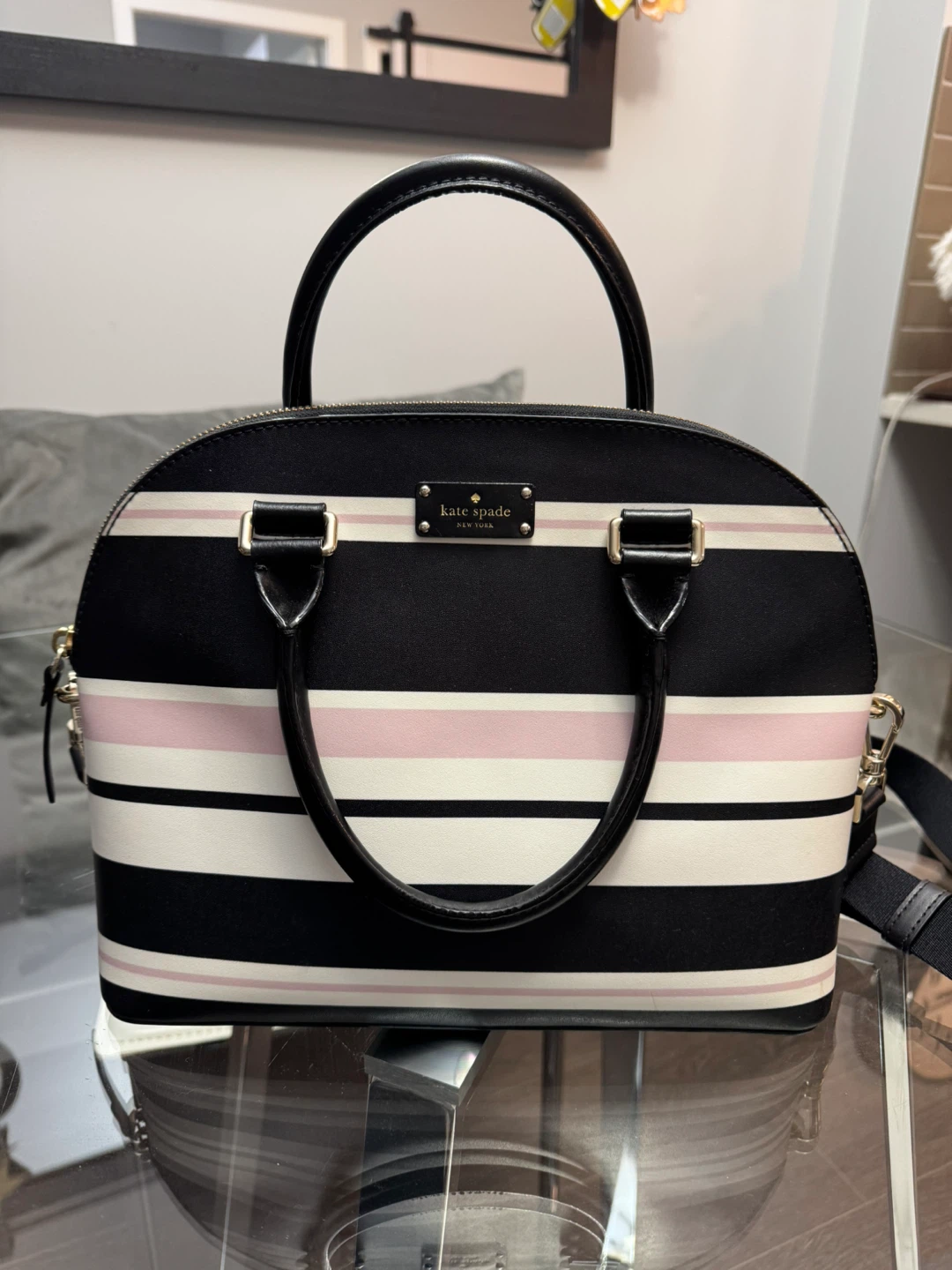 Kate Spade Striped Dome Satchel Bag
