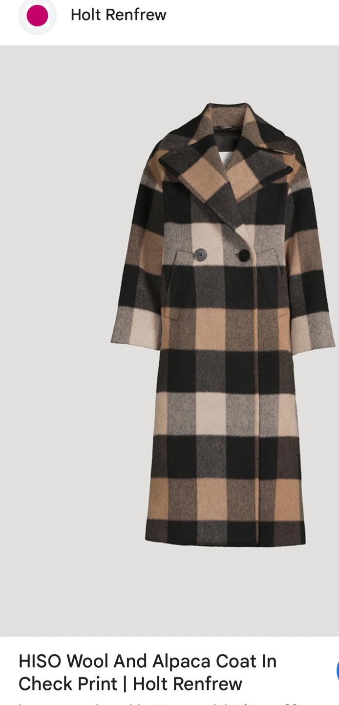 HISO Wool and Alpaca Check Print Coat - Holt Renfrew