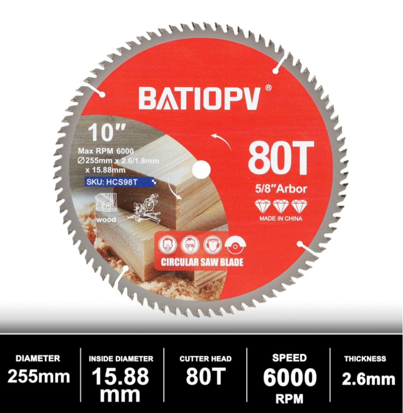BATIOPV 10" 80T Circular Saw Blade