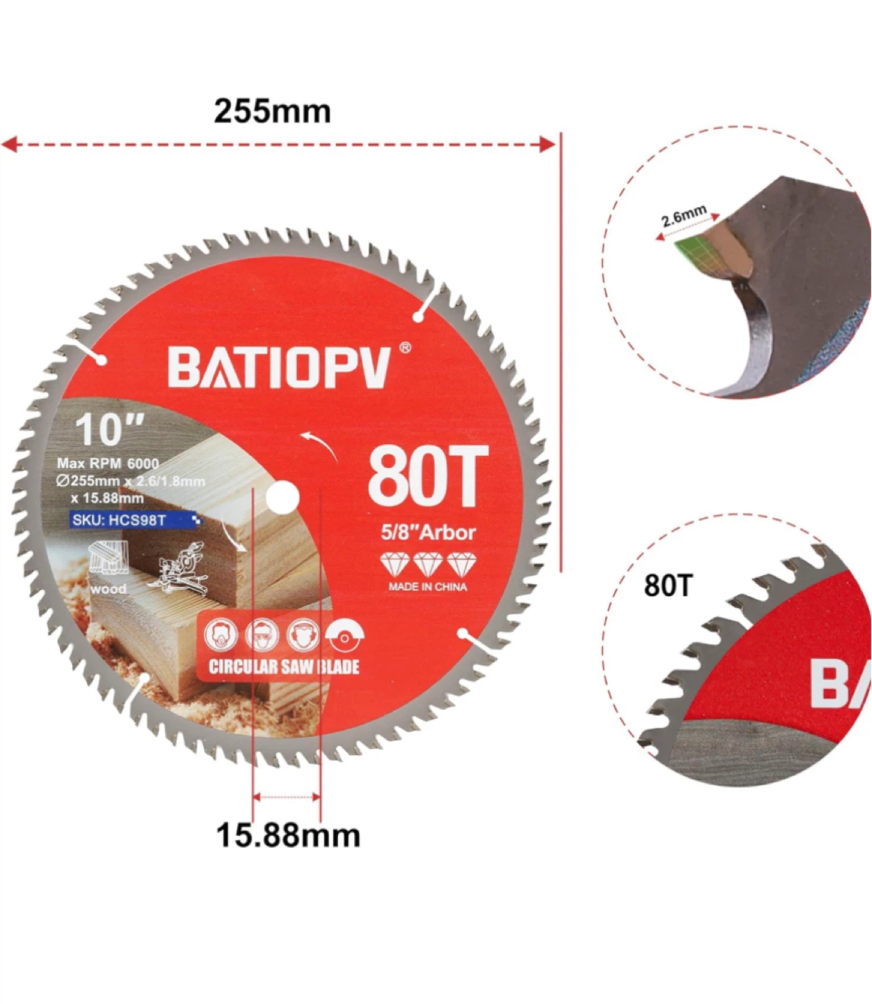 BATIOPV 10" 80T Circular Saw Blade - photo 2