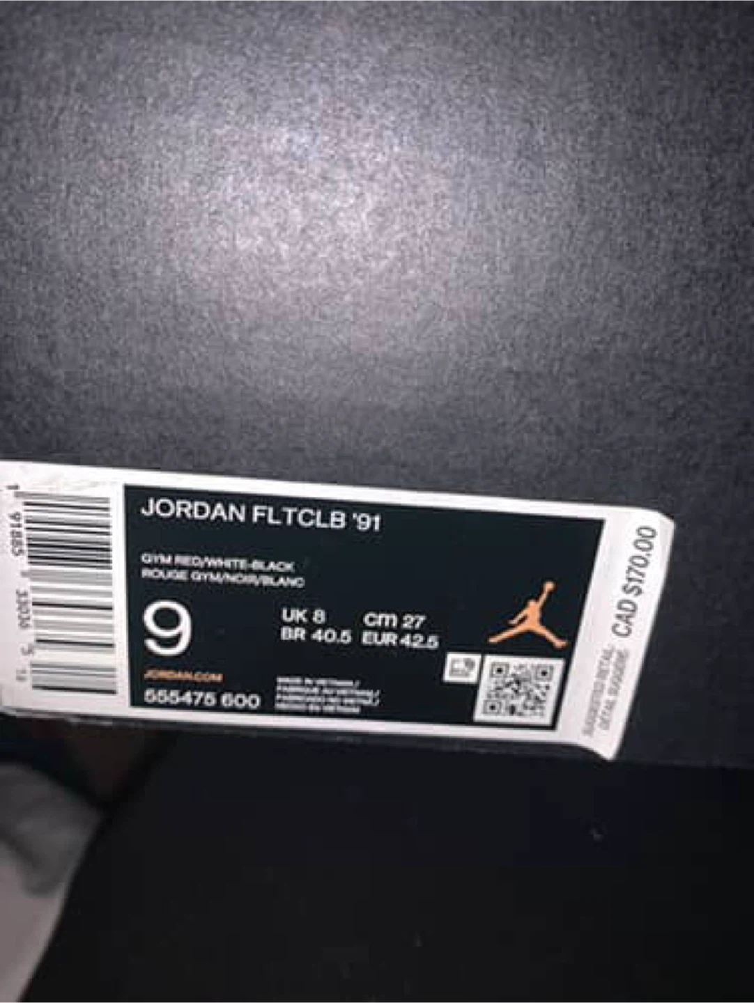 Jordan FLTCLB '91 Gym Red/White - Size 9 - photo 4