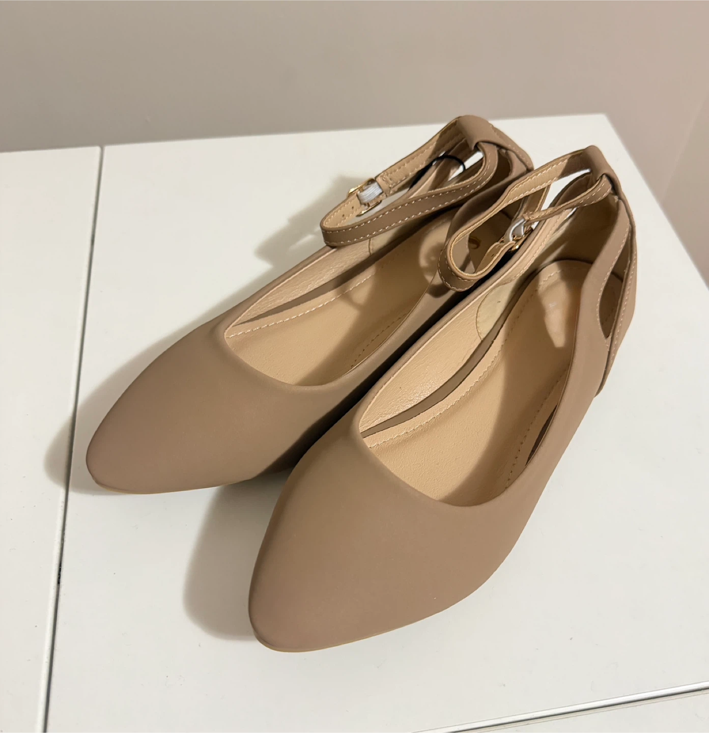 Wide Fit Ankle Strap Ballet Flats