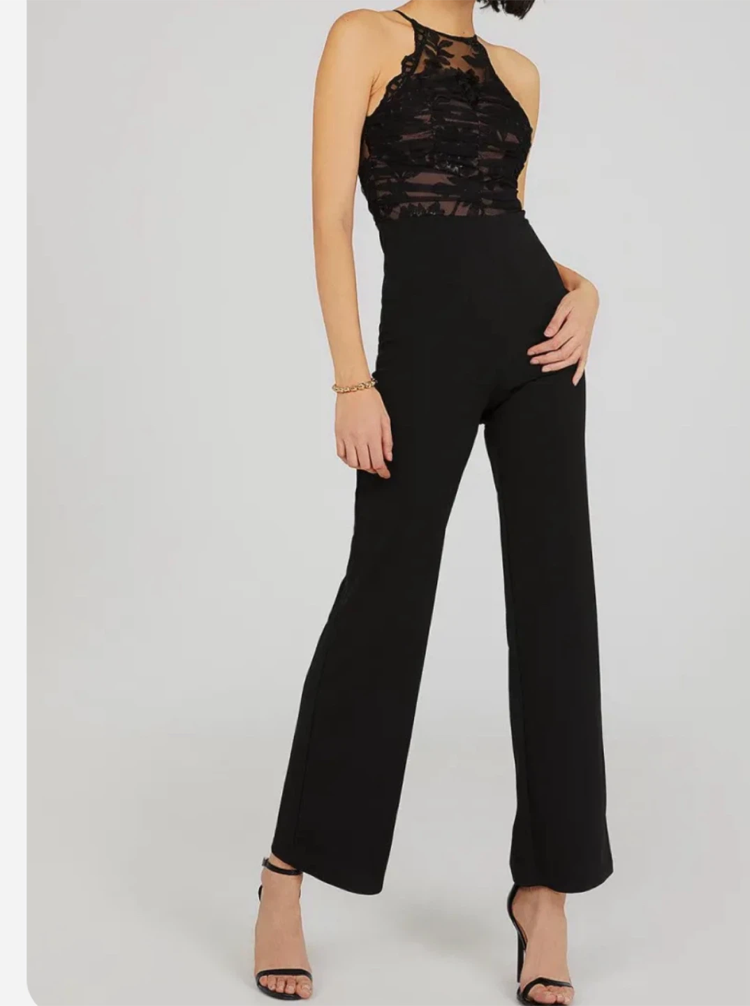 Floral embroidered halter neck jumpsuit new with tags