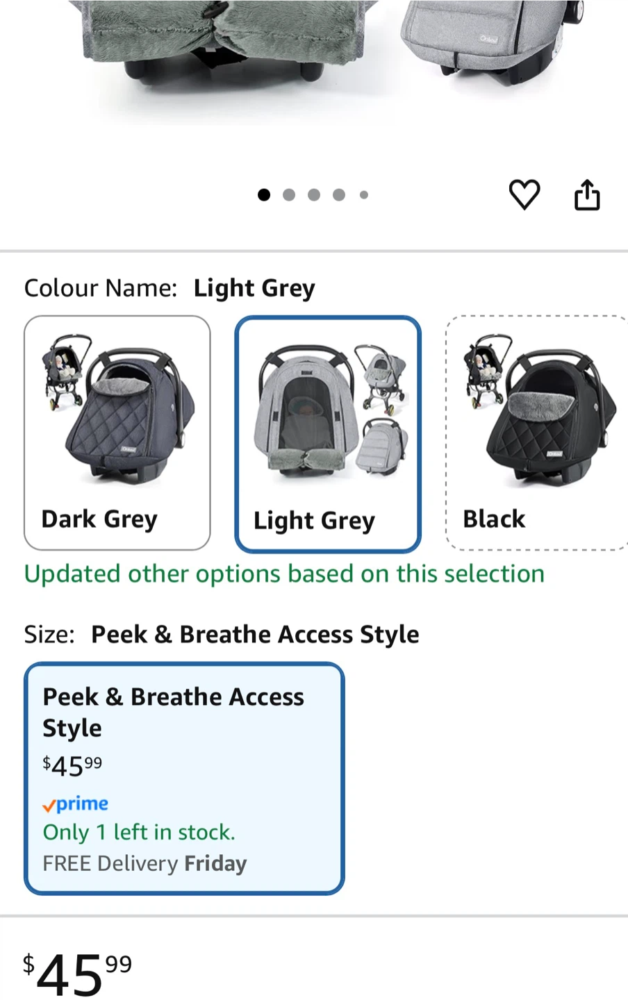 Orzbow Baby Car Seat Cover - Grey - photo 2