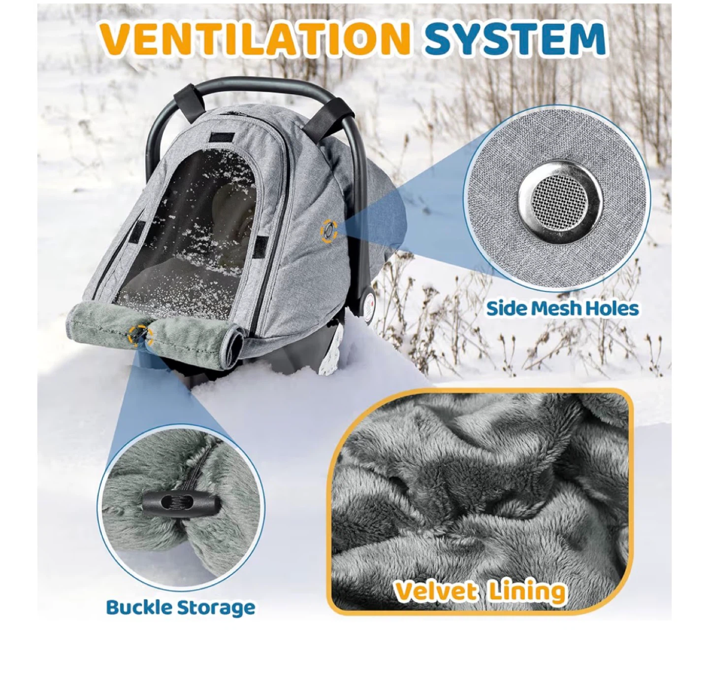 Orzbow Baby Car Seat Cover - Grey