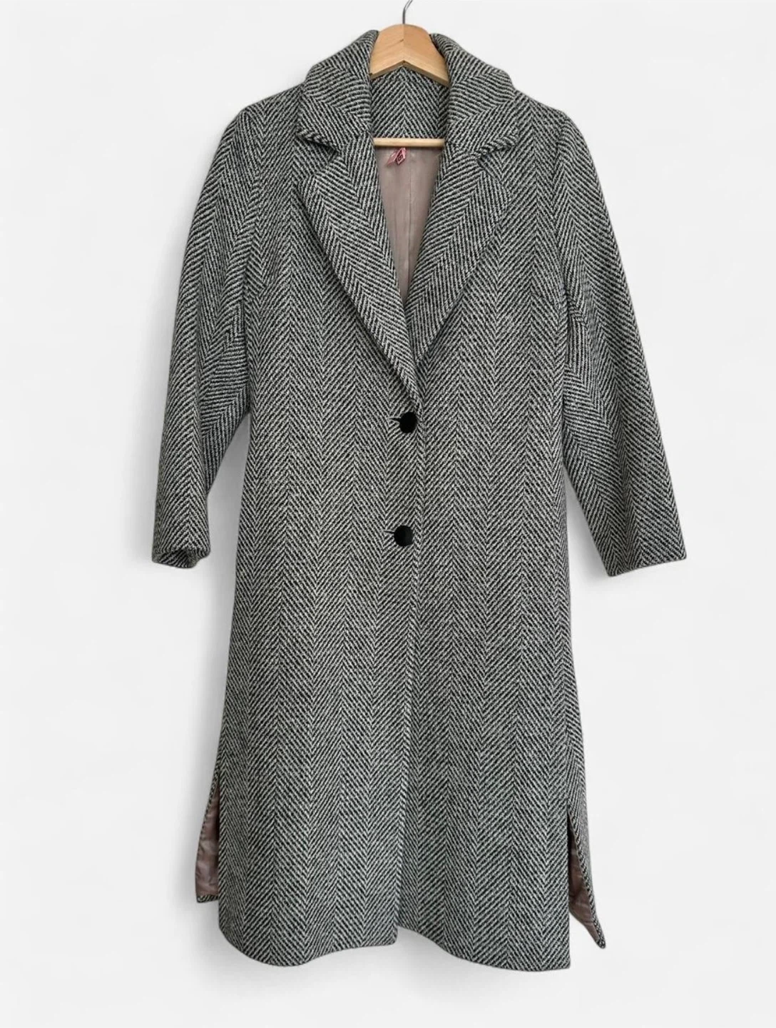 Wool Gray Herringbone Women's Coat