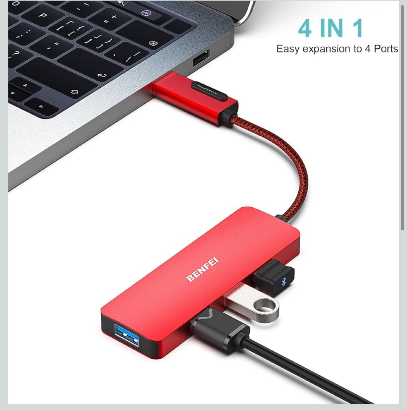 BENFEI 4-in-1 USB Hub - Red - photo 2