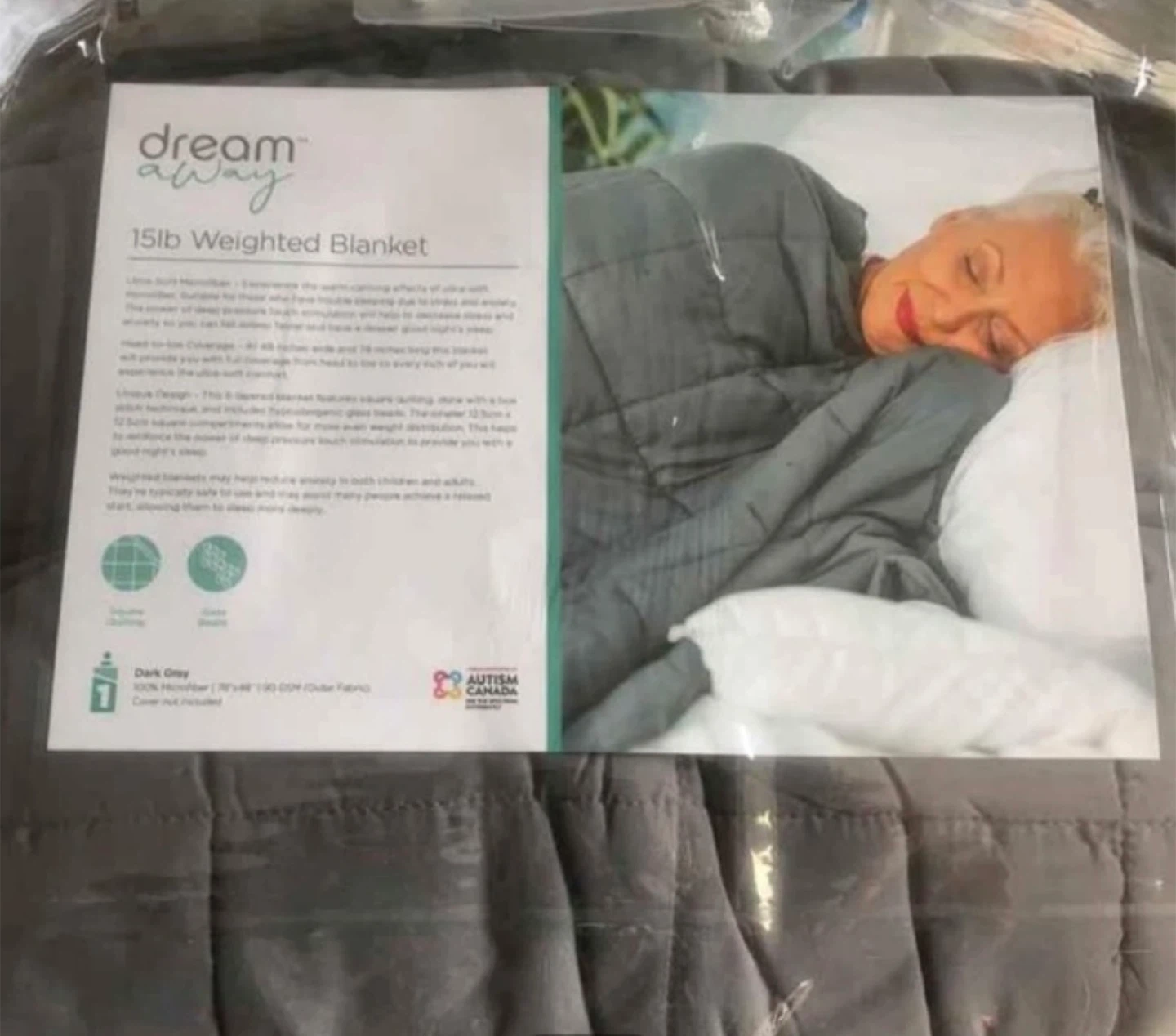 Dream Away 15lb Weighted Blanket - Dark Grey - photo 3