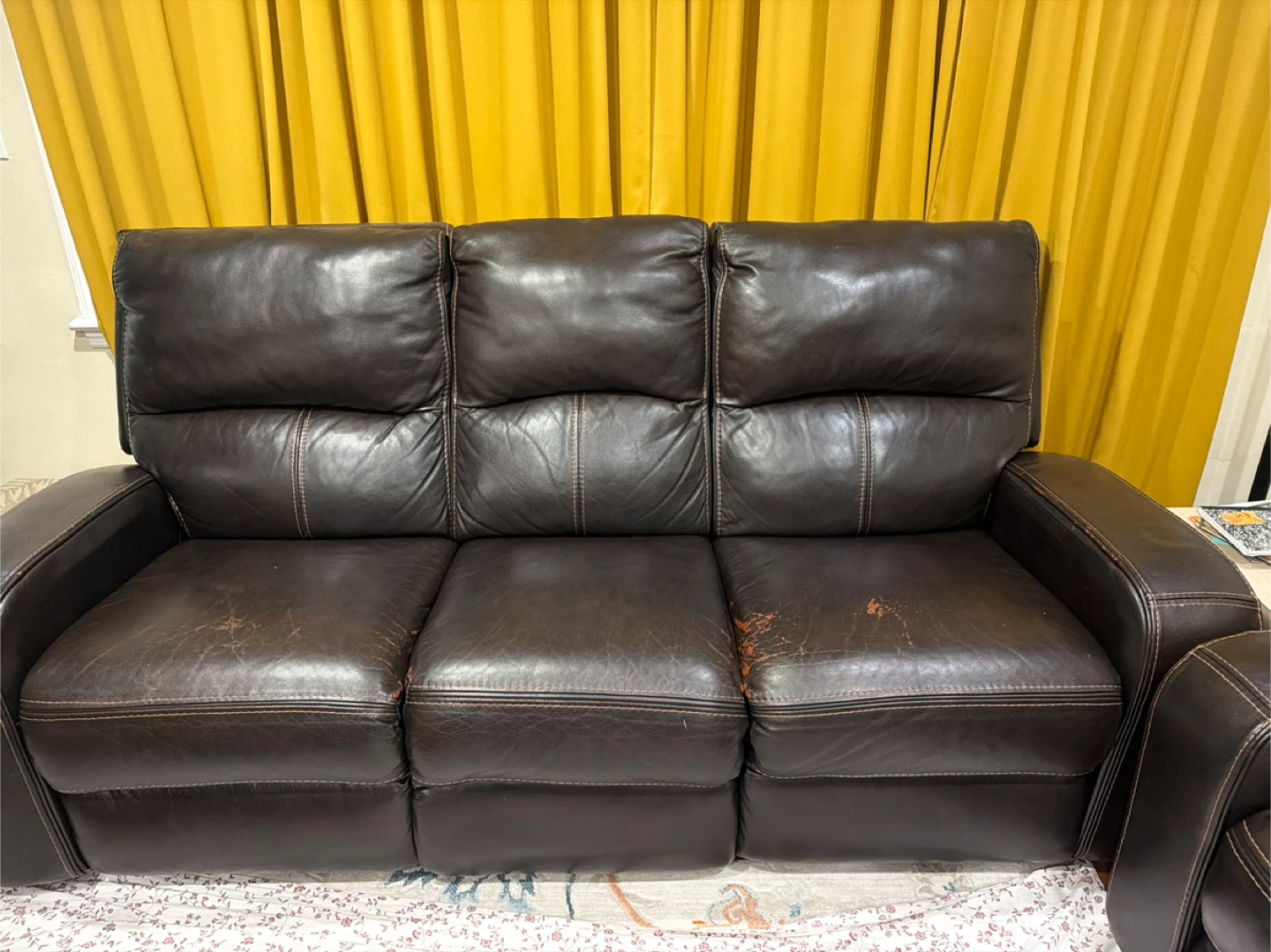 Brown Leather Reclining Sofa - photo 2
