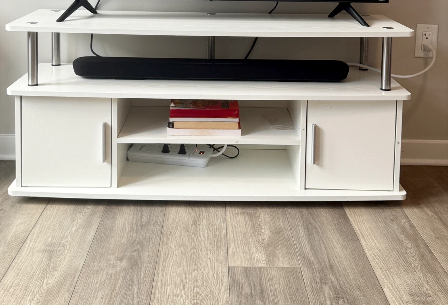 White TV Stand with Storage