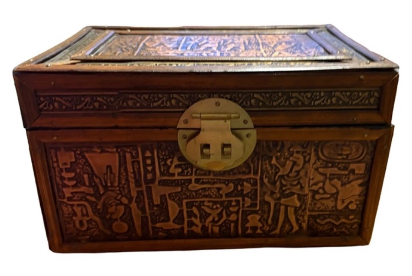 Egyptian-Inspired Ornate Wooden Keepsake Box