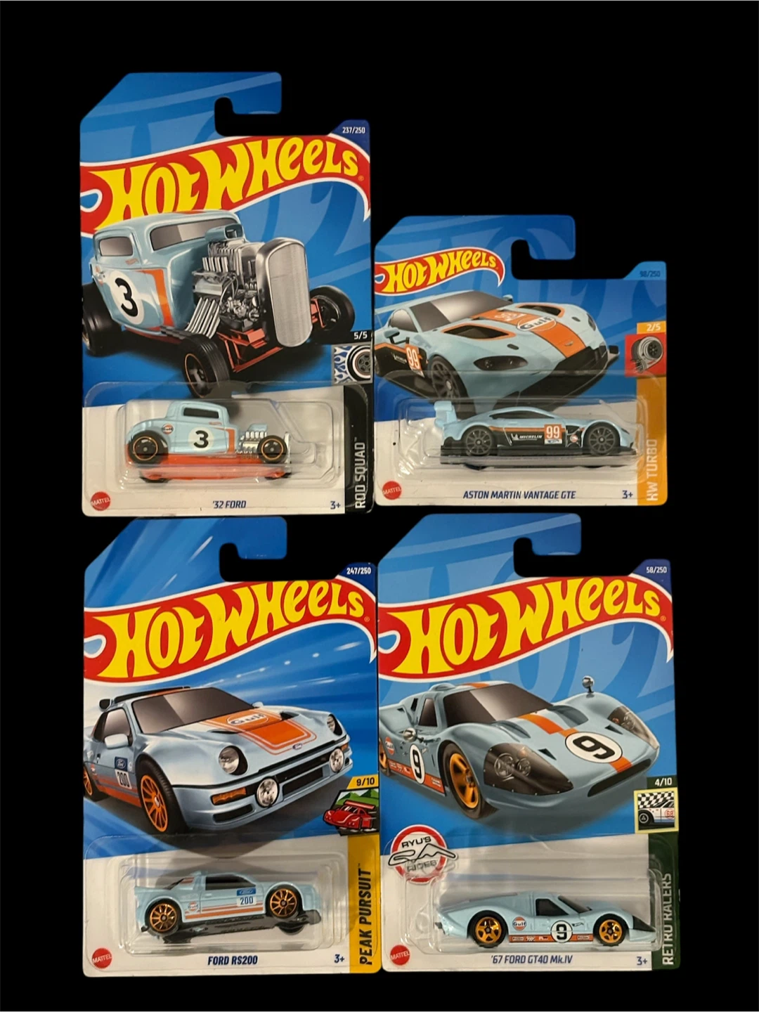 Hot Wheels '32 Ford, Aston Martin, Ford RS200, GT40