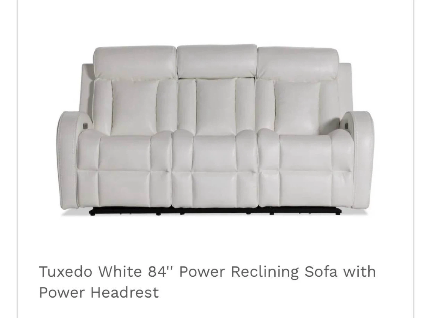 Tuxedo White 84" Power Reclining Sofa - photo 4