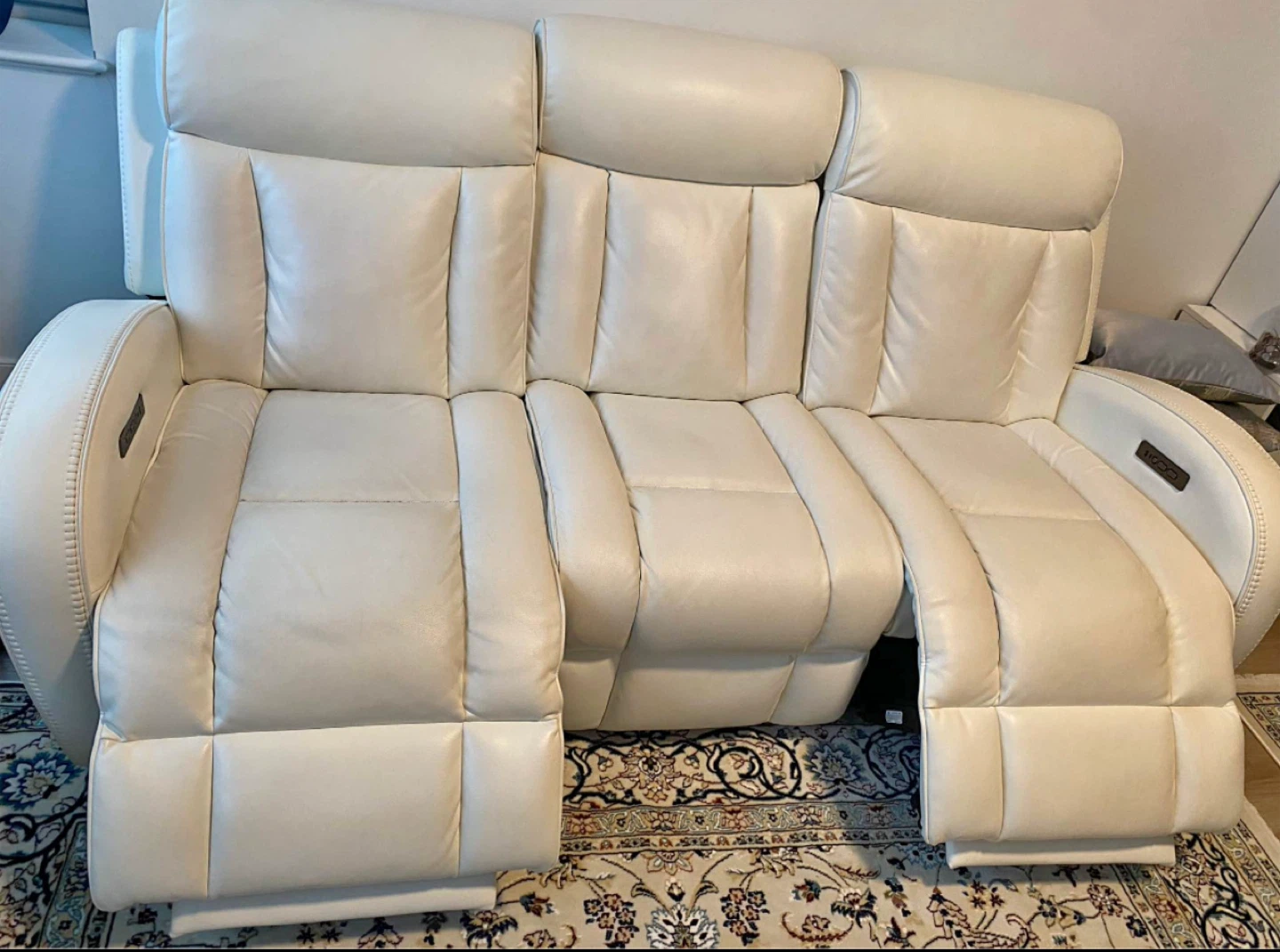 Tuxedo White 84" Power Reclining Sofa