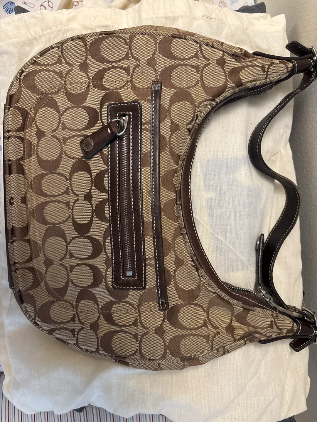 Vintage Coach Hobo Bag - Brown Signature Canvas