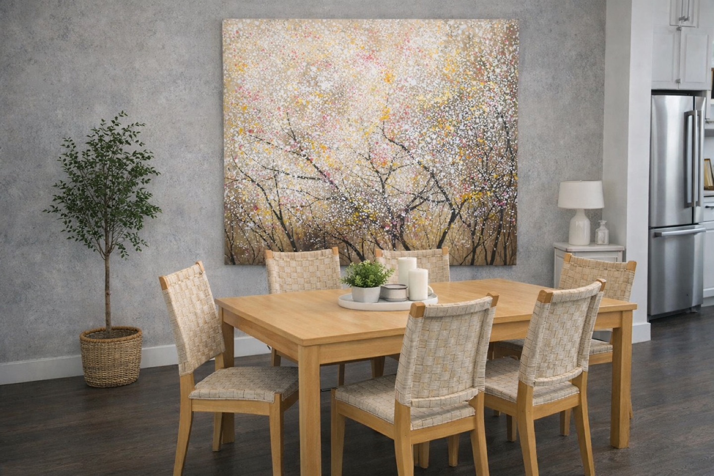Dining Table with 4 Woven Chairs