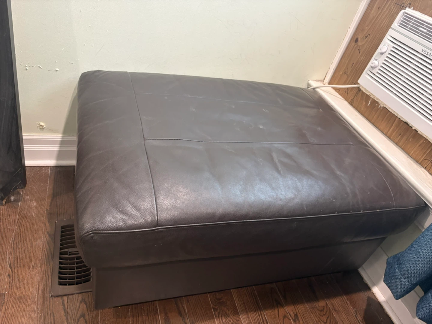 Leather Ottoman - Brown - photo 2