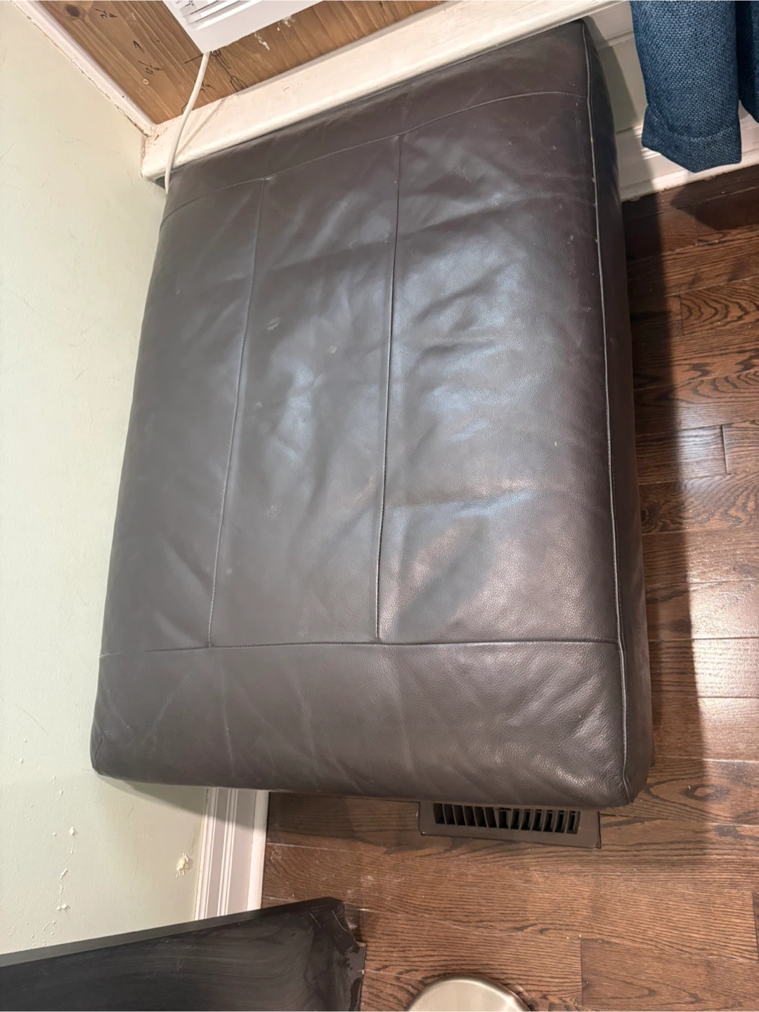 Leather Ottoman - Brown - photo 3