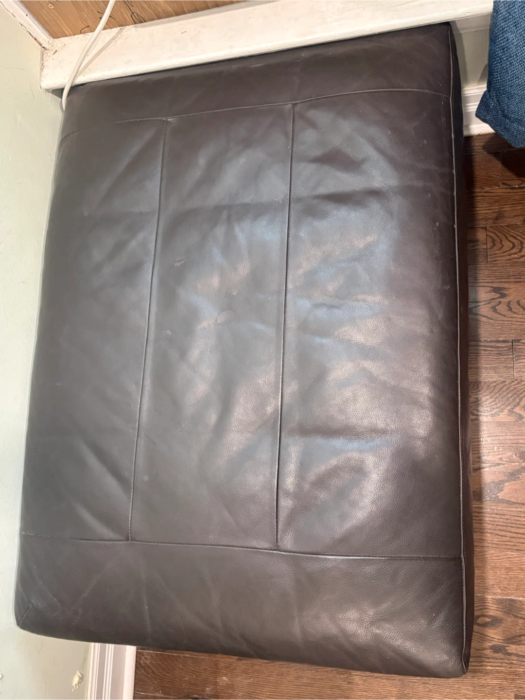 Leather Ottoman - Brown