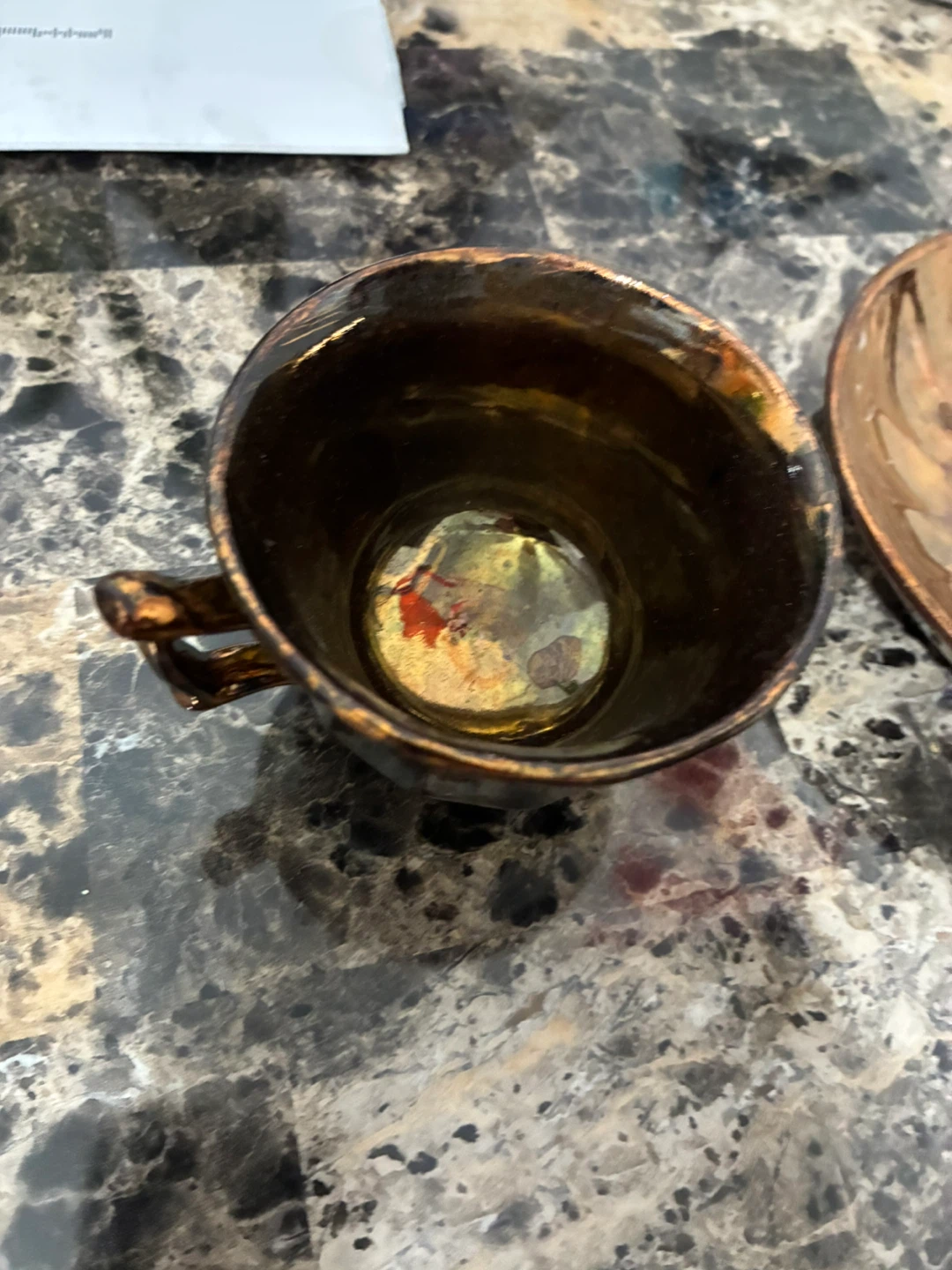 19c copper luster cup and saucer - photo 3