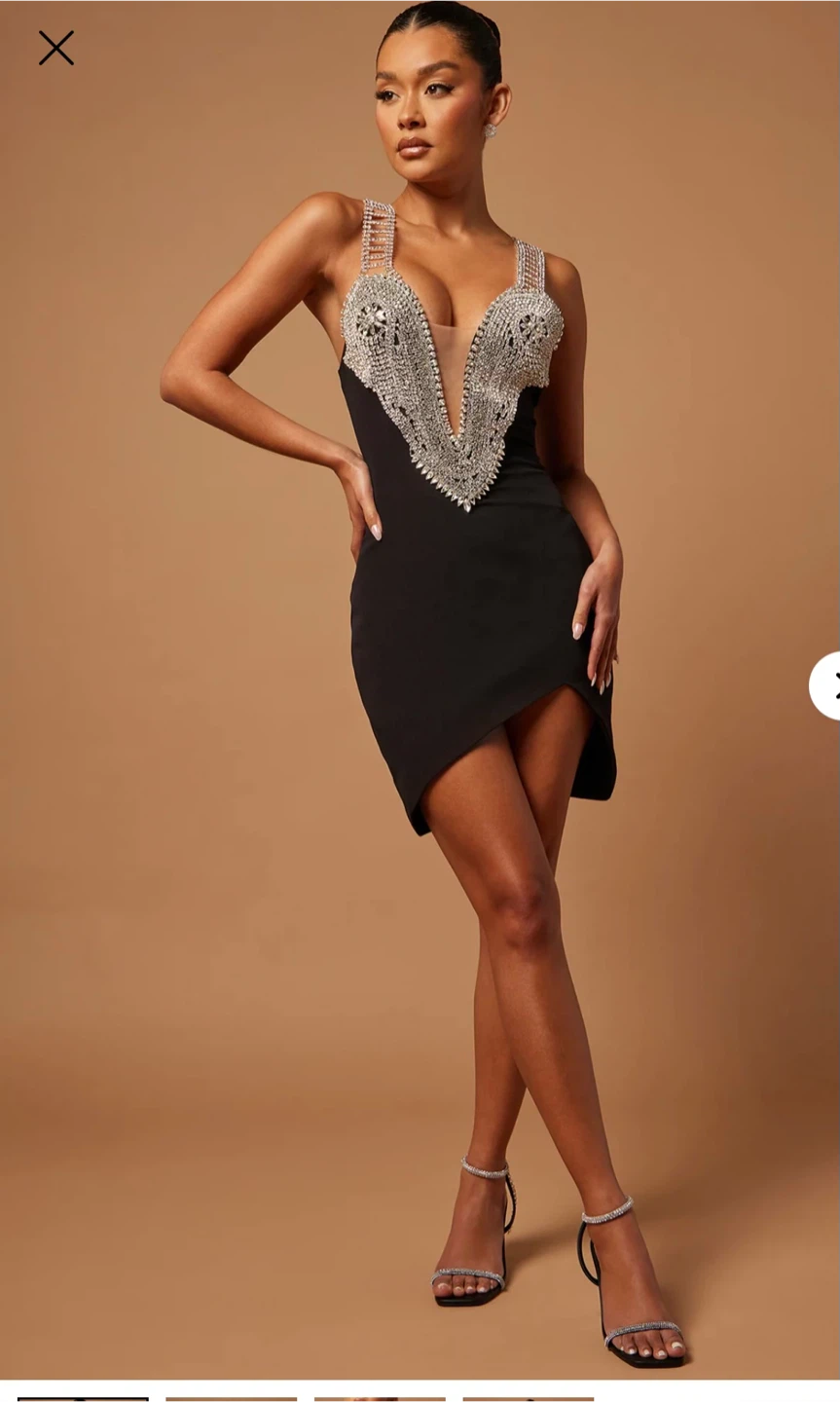 Black Embellished Mini Dress