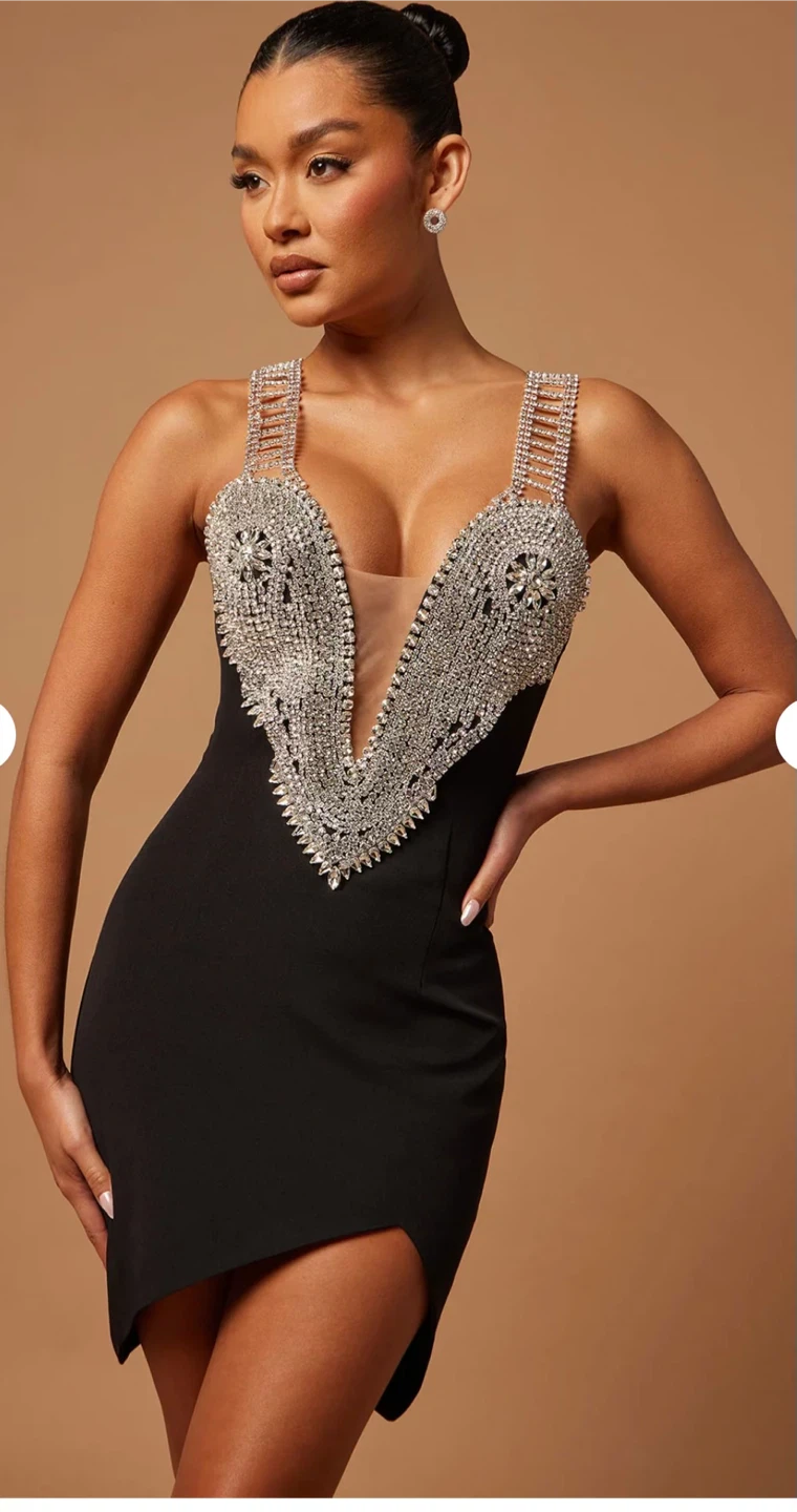 Black Embellished Mini Dress - photo 2