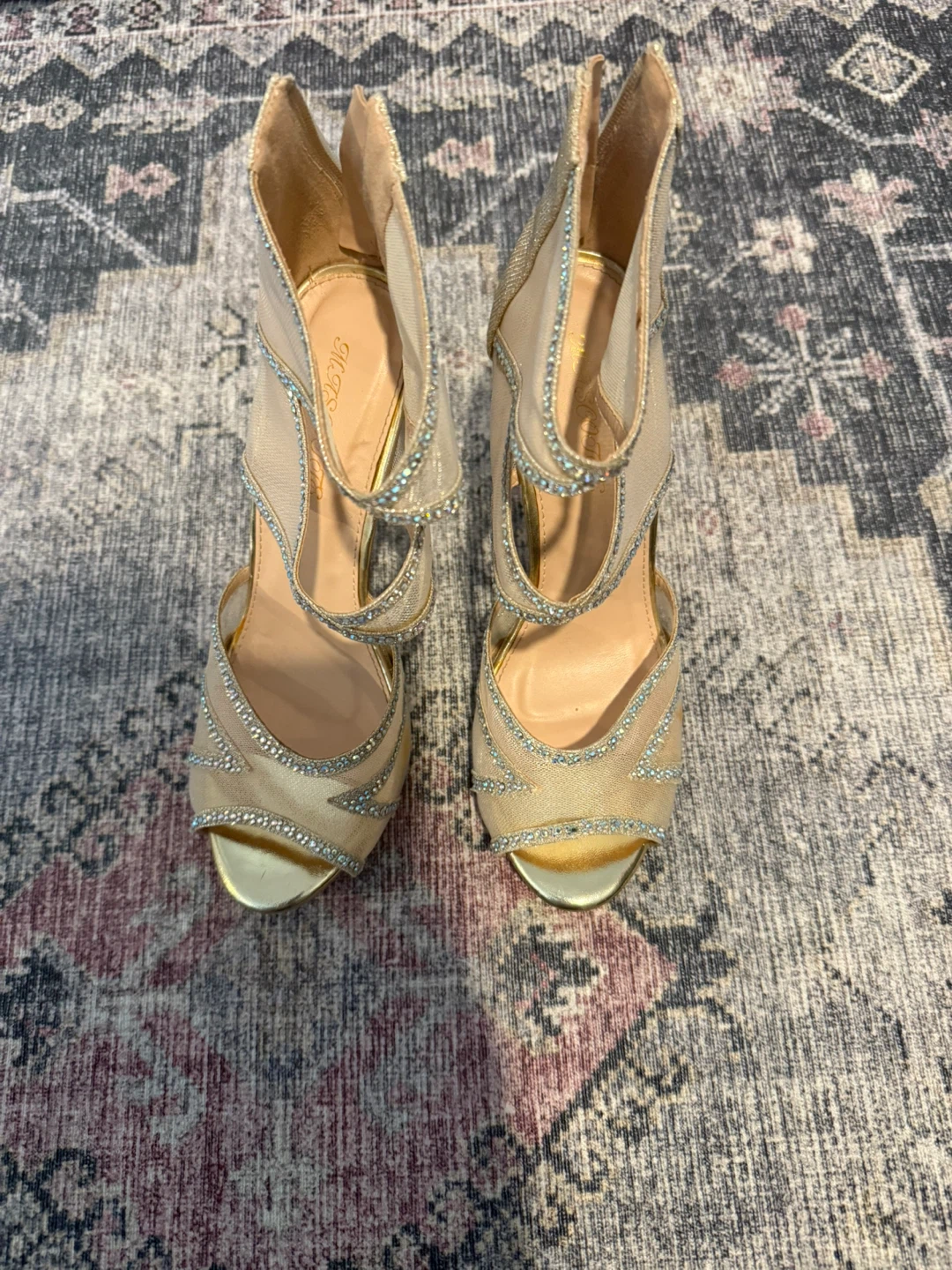 Elegant Gold Heels, Size 10