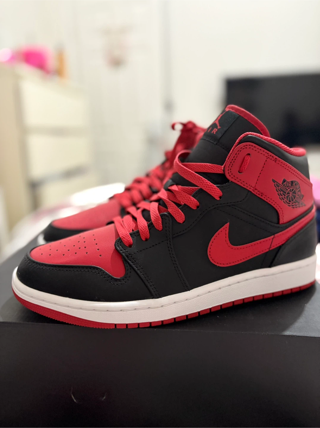 Nike Air Jordan 1 Mid - Black/Red - Size 10