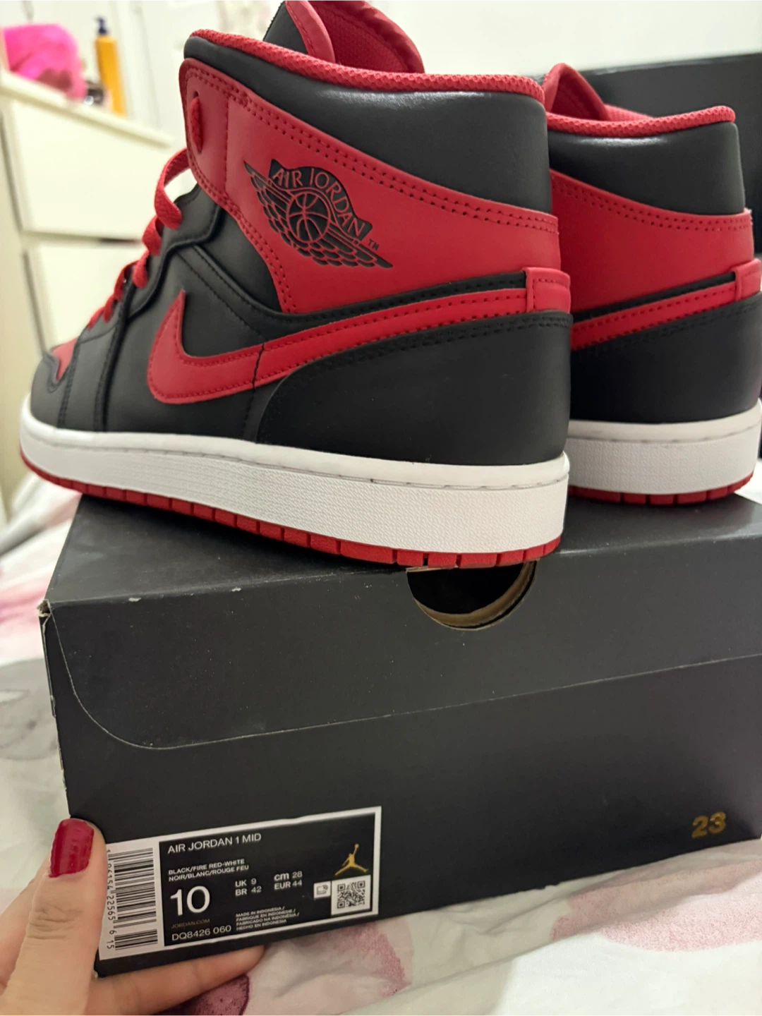 Nike Air Jordan 1 Mid - Black/Red - Size 10 - photo 3