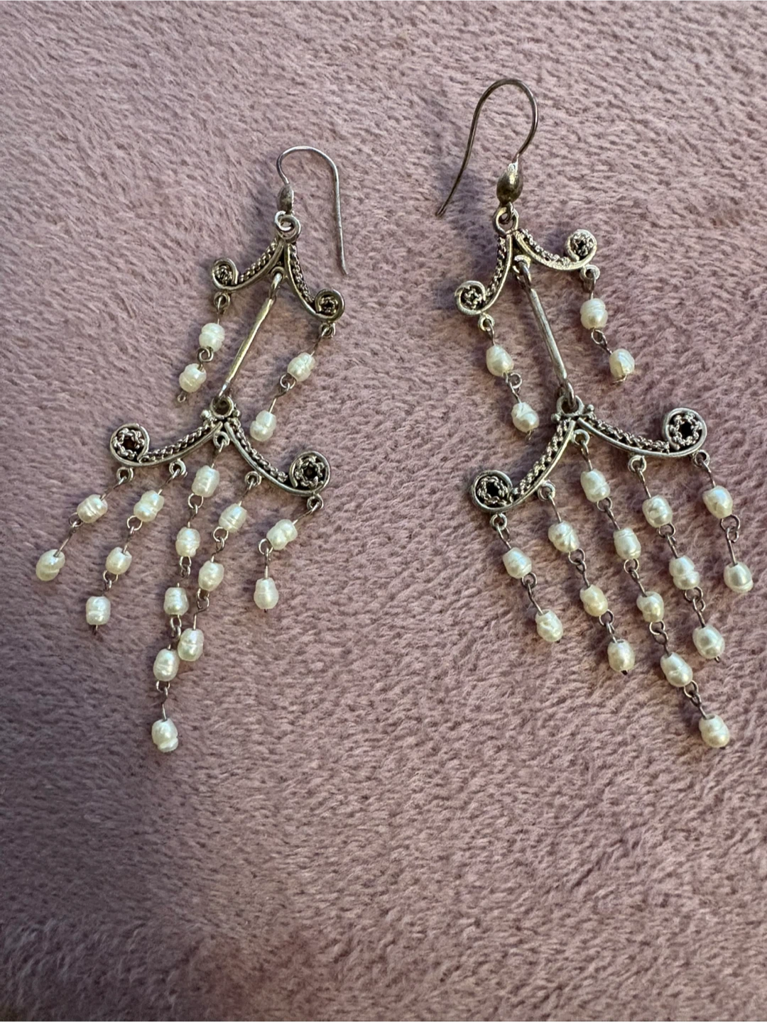 Silver 925 Pearl Dangle Earrings