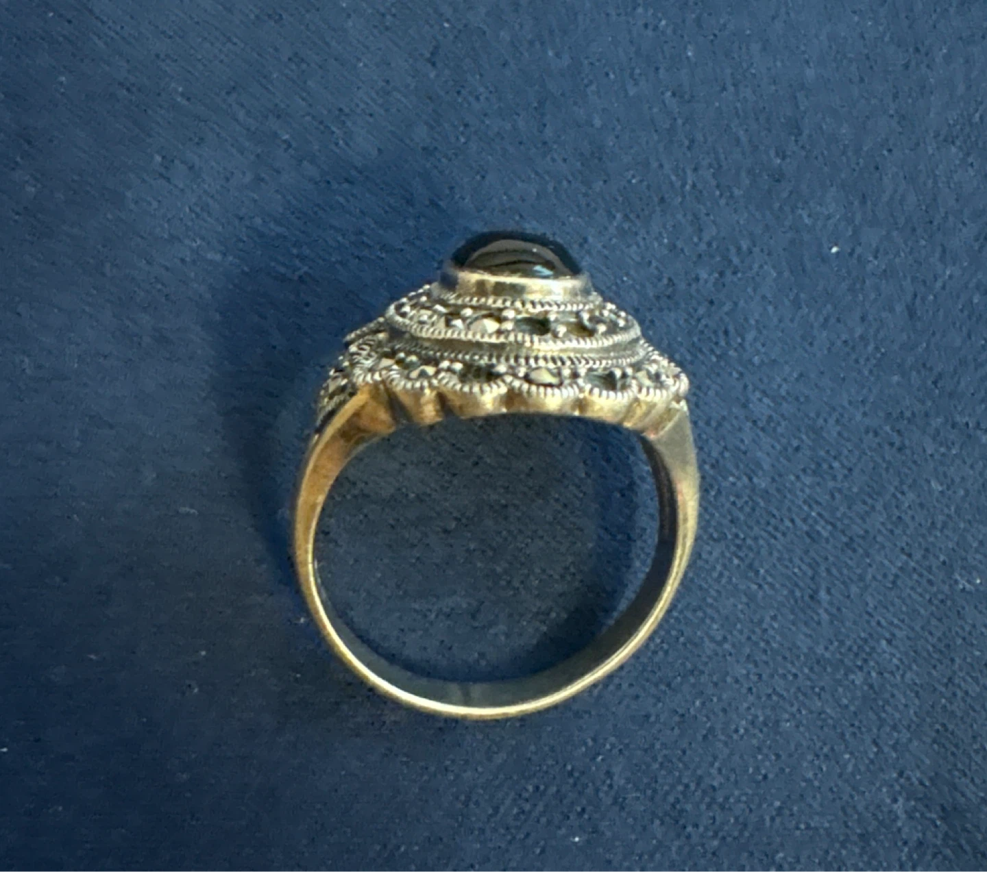 Vintage Marcasite silver 925 & Onyx Ring